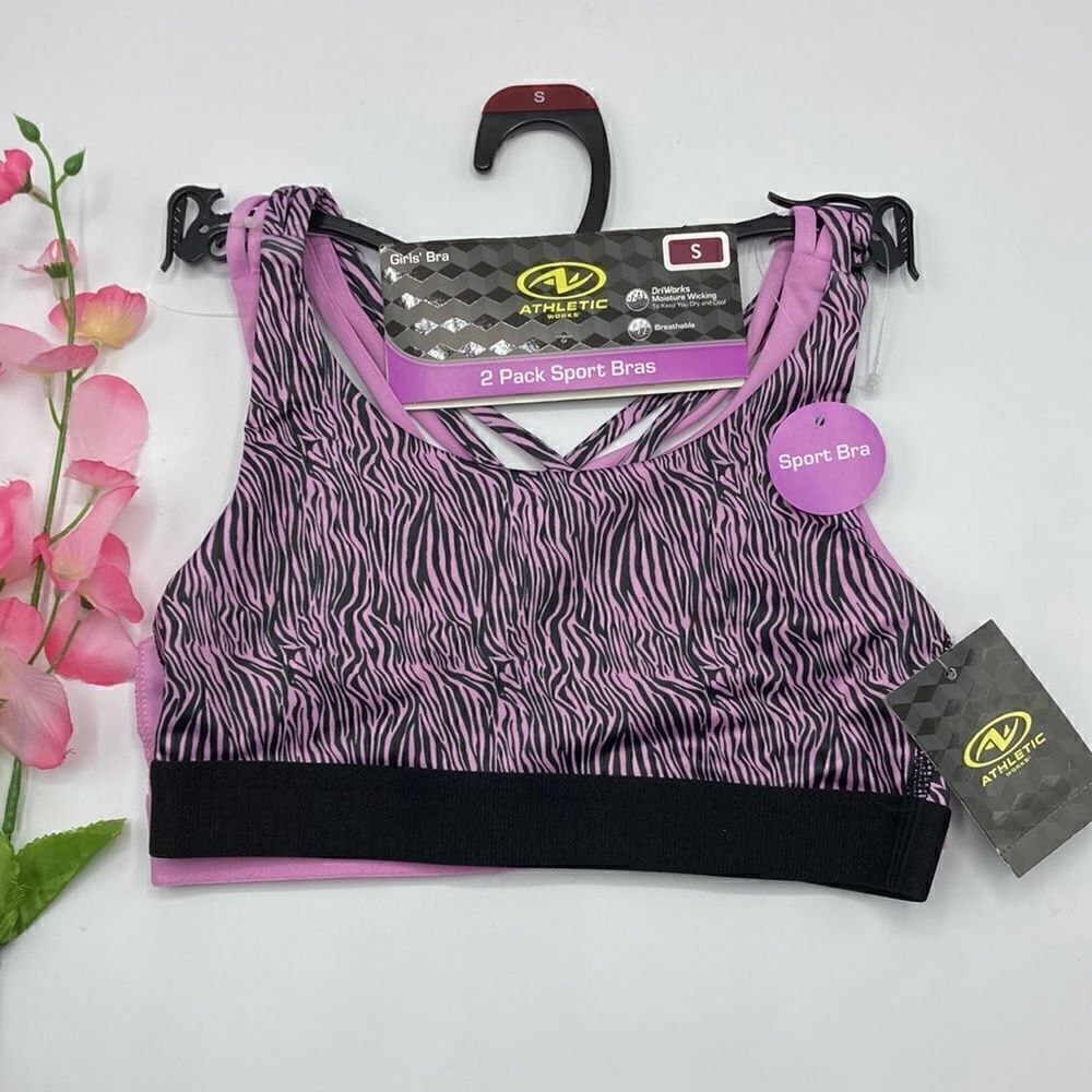 Girls Active Athletic Strappy-Back Sports Bra 2 Pack Size S